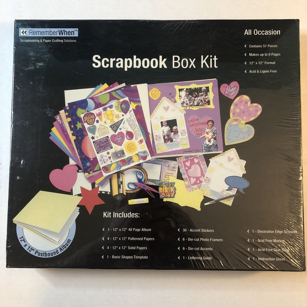 Remember‎ When Scrapbook Box Kit All Occasion 57 Pieces 12x12 Format